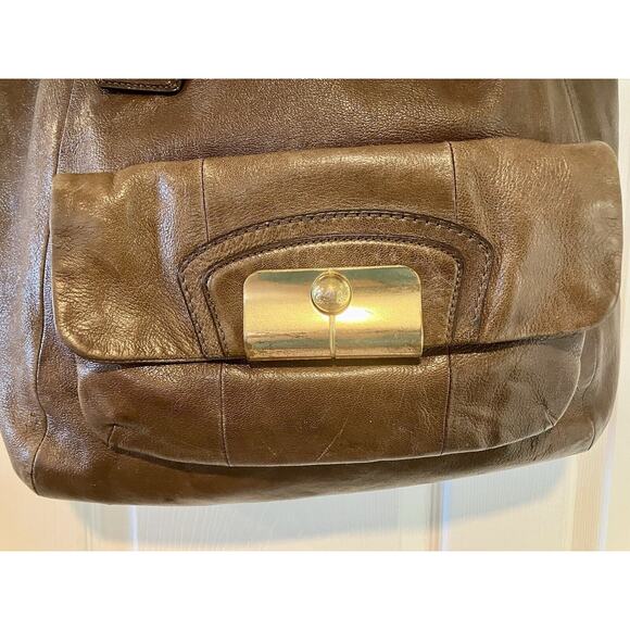 Vintage Y2K COACH Kristin XL Brown Leather Gold Link Chain Tote Hobo Bag - Picture 5 of 14